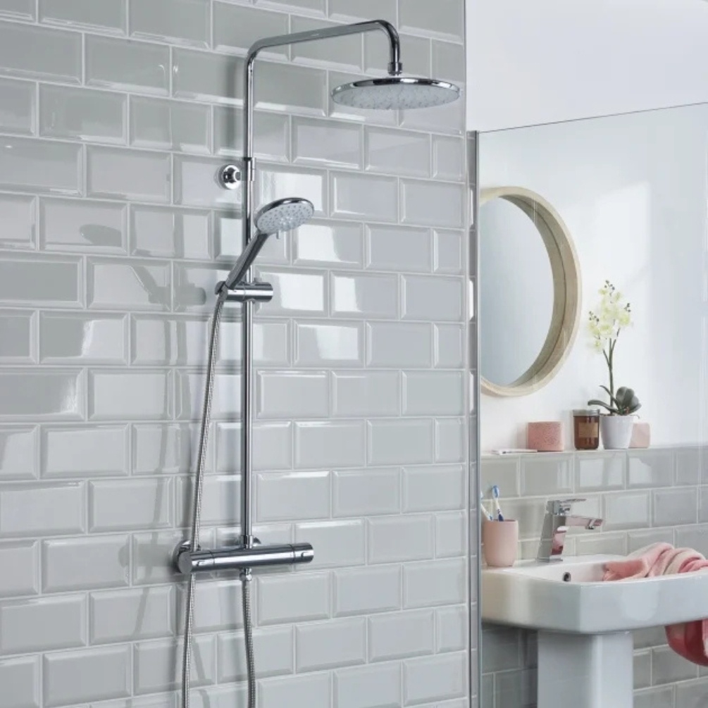 Lifestyle image of the Bristan Buzz Chrome Thermostatic Shower Column